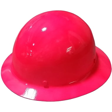 MSA Skullgard Full Brim Hard Hat with FasTrac III Ratchet Suspension - Neon Red