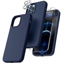 Silicone Case Designed for Apple iPhone 13 Pro Max Liquid Silicone Case, 3 in 1 Bundle Phone Case with Clear Tempered Glass and Camera Lens Shockproof Case for Apple iPhone 13 Pro Max,Navy