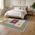 thumbnail image 3 of ODIKA Bedside Colorblock Grid Layout Numbered Squares Storybook Hopscotch for Queen Size Bedroom, Under Bed, Master , Foldable Easy Care, 3 of 7