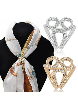 Elegant Scarf Ring Simple Alloy Scarf Jewelry Scarves Buckle Gifts for  Christmas Valentine's Day (Silver) 