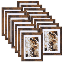 CRUGLA 15 Pack 5x7 Picture Frames Matted to 4x6 Photos, Gallery Wall Picture Frame, Brown