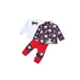 thumbnail image 5 of Seyurigaoka Baby Boys Christmas Clothes Set, Print Lapel Collar Button-up Coat + Long Sleeve O-neck T-shirt with Bow-knot Tie + Long Pants, 5 of 6