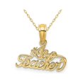 thumbnail image 1 of 14K Yellow Gold #1 TEACHER Charm Pendant Necklace with Chain, 1 of 4