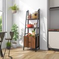 thumbnail image 4 of Costway 2 PCS Ladder Shelf Industrial Bookcase with Cabinet Metal Frame for Living Room, 4 of 10