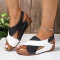 thumbnail image 5 of Sandals With Back Strap, Women's Flat Sandals, Womens Orthopedic Sandals Summer Color Block Arch Support Shoes Casual Ankle Strap Slingback Platforms Comfortable Dress Shoes, Black 6, 5 of 9