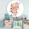 thumbnail image 2 of Designart 'Bouquet Of Pink Roses Flowers' Traditional Circle Metal Wall Art 29x29 - Disc of 29, 2 of 5