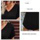 thumbnail image 5 of Camiseta de manga corta para mujer Primavera Verano Suelta Casual Color liso Hombro Botón Decoración Cuello en V Blusa superior Negro S, 5 of 6