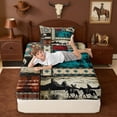 thumbnail image 4 of Erosebridal Adults Western Cowboys Twin Sheet Sets,Country Theme Bohemian Exotic Style Bedding For Men Boys 3pcs, 4 of 6