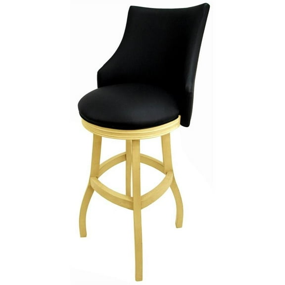 Tobias Designs 34" Swivel Wood Extra Tall Bar Stool in Black/Beige
