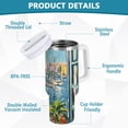 thumbnail image 2 of Yayeee 40oz Stainless Steel Tumbler with Straw and Handle Double-Wall Insulated Travel Water Bottle, Blue Sea Boat, 2 of 8