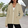 thumbnail image 3 of UJNDER Women's Solid Color Zip Up Hoodies for Women Long Sleeve Pocket Drawstring Thumbhole Khaki XL, 3 of 8
