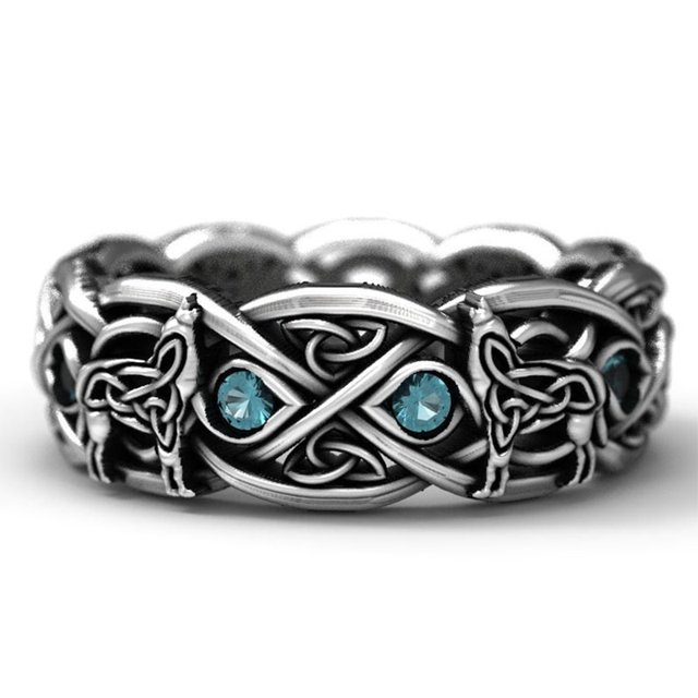 Huitan vikingo mitología nórdica lobo gigante hombres anillo defensa tótem Lobo moda Hip Hop Rock Unisex dedo anillo Punk regalo Tan Jianjun unisex