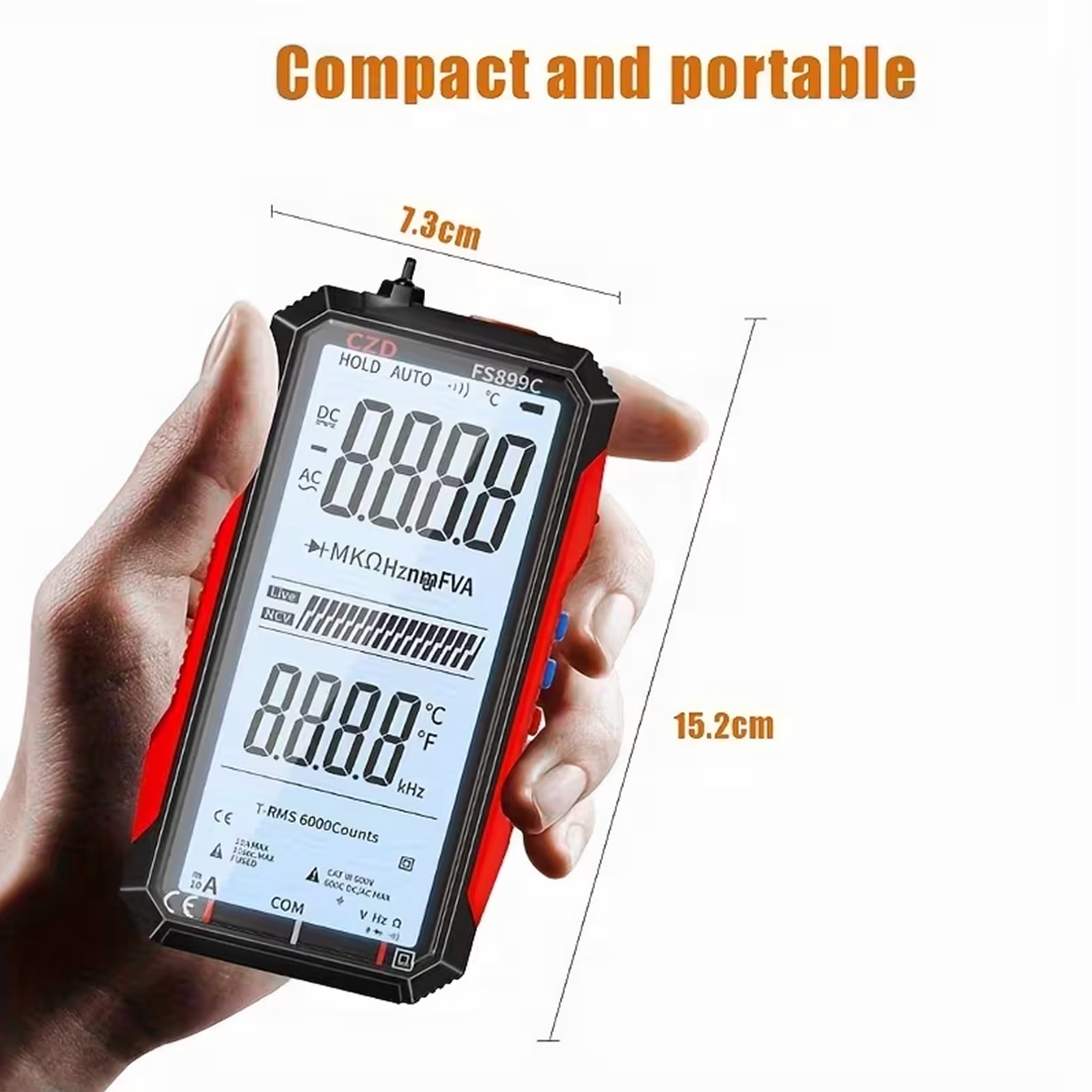 JAMCORAX USB Rechargeable Digital Multimeter with Large Screen,6000 Counts True RMS,Smart Digital Voltmeter for Automotive,Home and Industrial Use