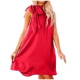 thumbnail image 2 of Trending, Robe Camisole Sans Manches à Ourlet Patchwork Superposé Couleur Unie, Robe Camisole Sans Manches avec Ourlet Patchwork Superposé Couleur Unie Confort Quotidien100 % Polyester, Rouge, Sopatenor, 2 of 8