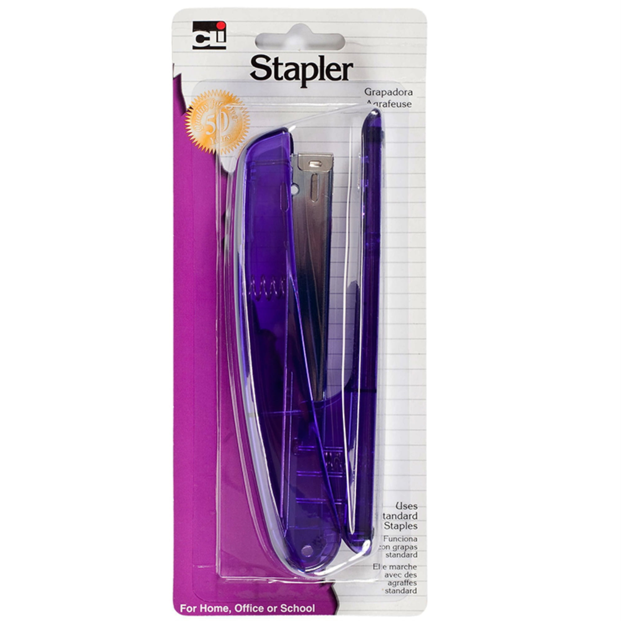 Stapler - Plastic - Full Strip - Transparent - Assorted Colors - 1/Cd