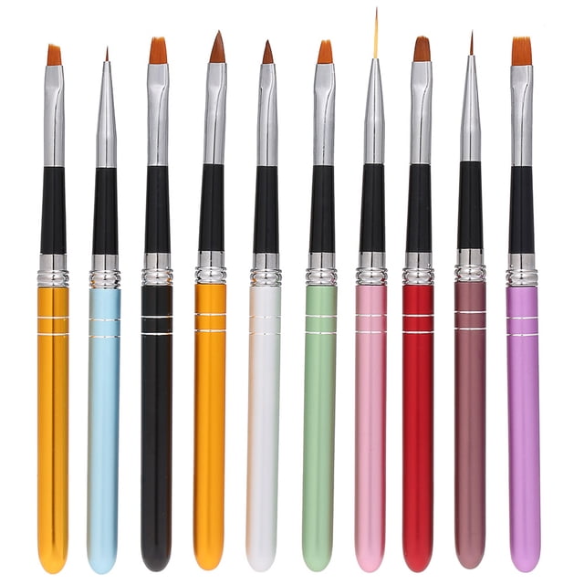 10Pcs profesional uñas arte diseño pluma del cepillo Polaco conjunto Nylon Gel UV pintura Irfora Cepillos de uñas