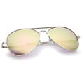 thumbnail image 4 of sunglassLA Unisex Classic Metal Frame Spring Hinges Color Mirror Lens Aviator Sunglasses 56mm (Silver / Pink Mirror) - 56mm, 4 of 4