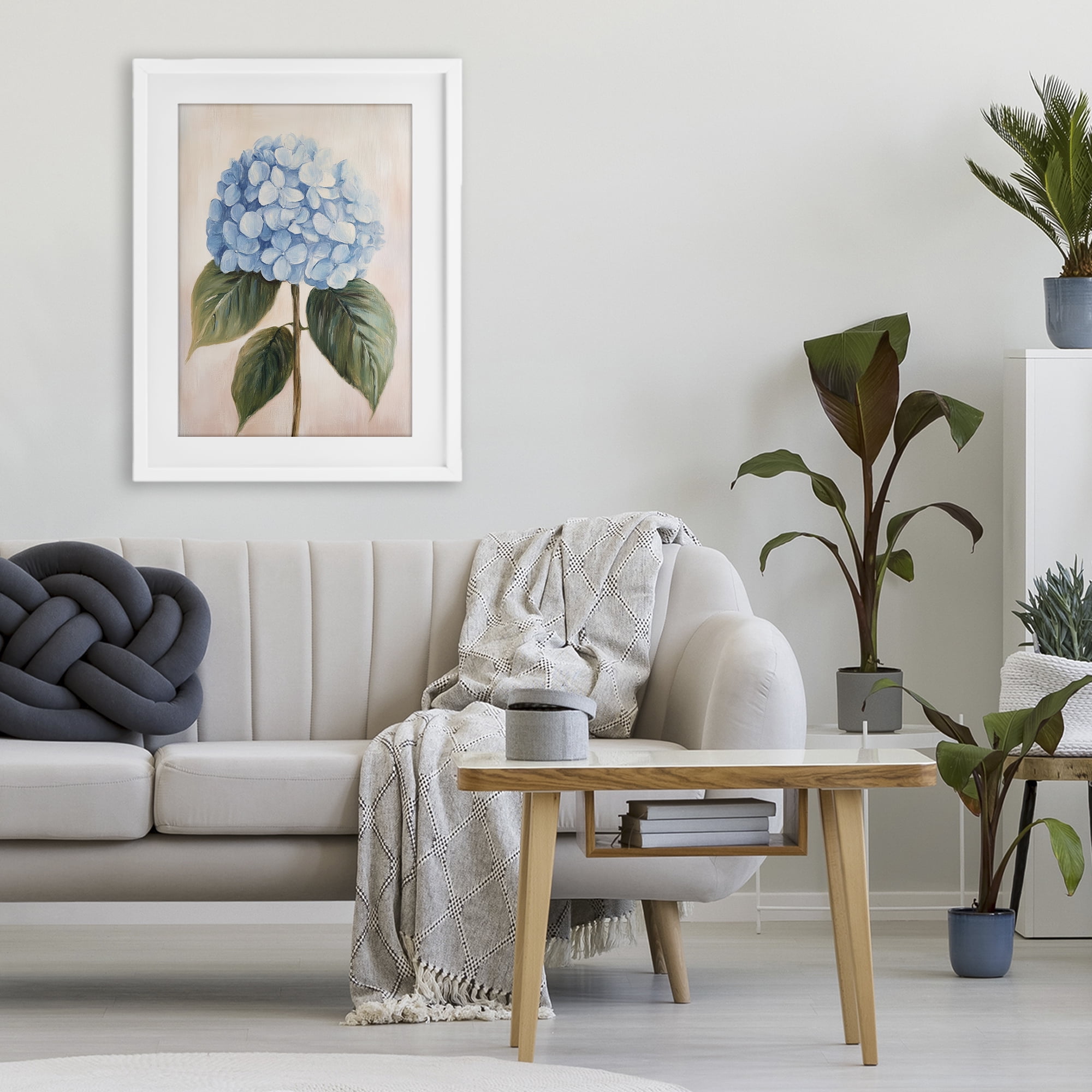 Stupell Industries Baby Blue Hydrangea White Framed Print Under Glass, design by Petal Prints Design