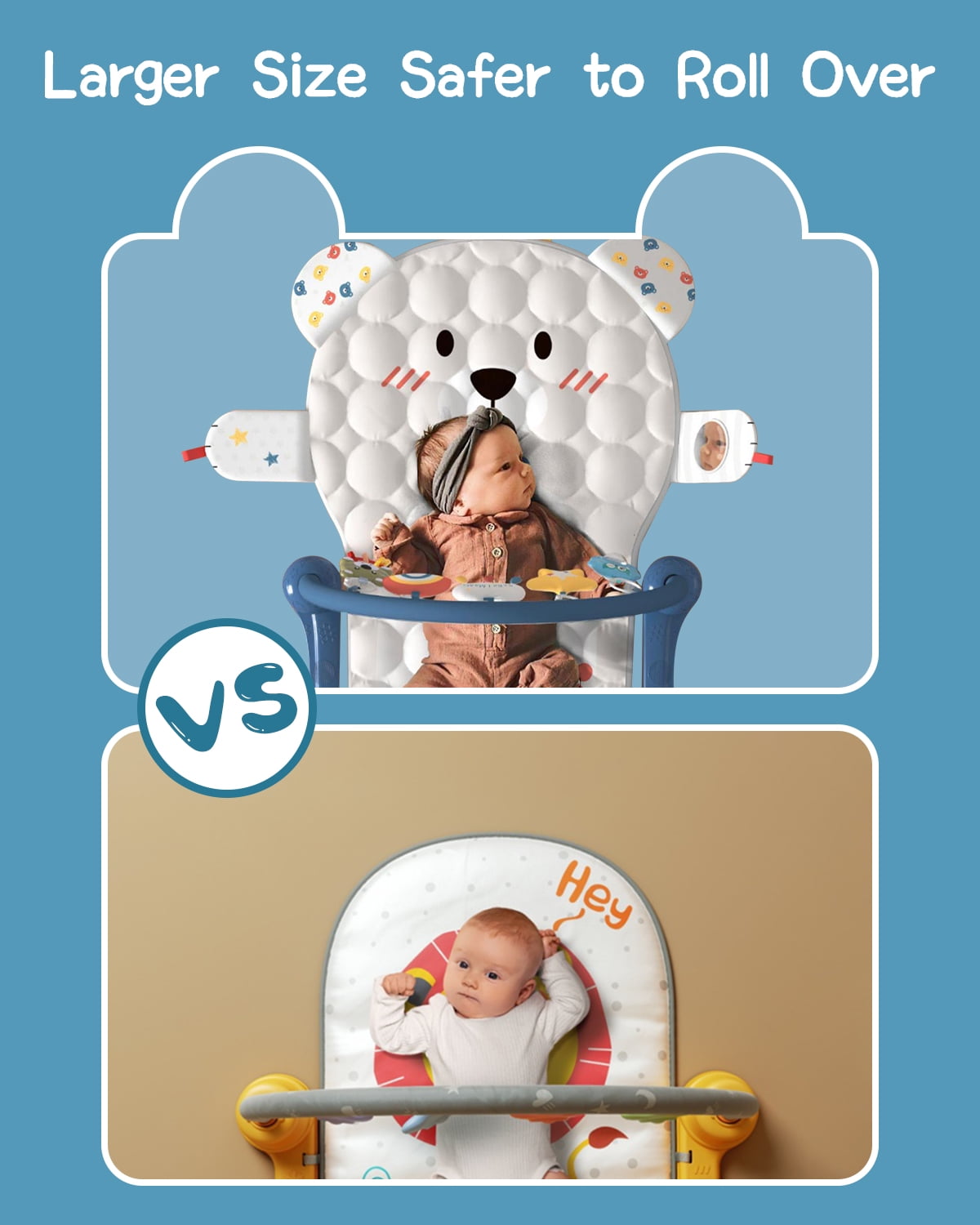 Lauon Bear Style Baby Play Mat - Double-Sided Piano & Kick Tolerance - Upgraded Thickness for Neck Strength & Activity Development - Keep Your Baby Occupied with Play Gym, Tummy Time Toys - 500K Playt