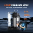 thumbnail image 6 of KFFKFF Submersible Sump Pump, 0.75 HP 5000GPH Flow, Durable Cast Iron and Stainless Steel Construction, 28 ft Lift and 10 ft Cord, Includes Auto Float Switch for Basement and Farm Drainage, 6 of 9
