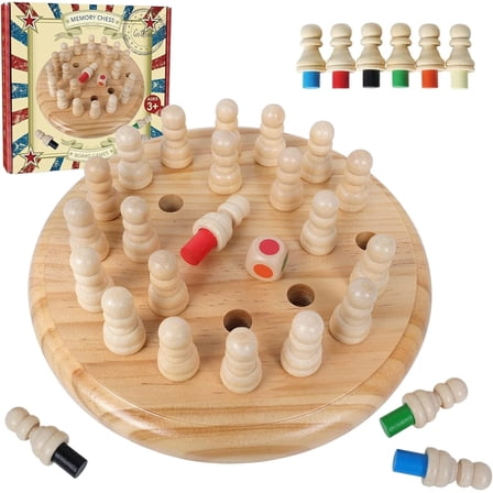 Fugocen Memory Chess Matching Game Wooden Educational Game for Kids