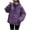 Purple, variant on Crunowin Women Puffer Coat, Solid Color Long Sleeve Cotton Padded Hooded Pocket Winter Parka Coat Black L