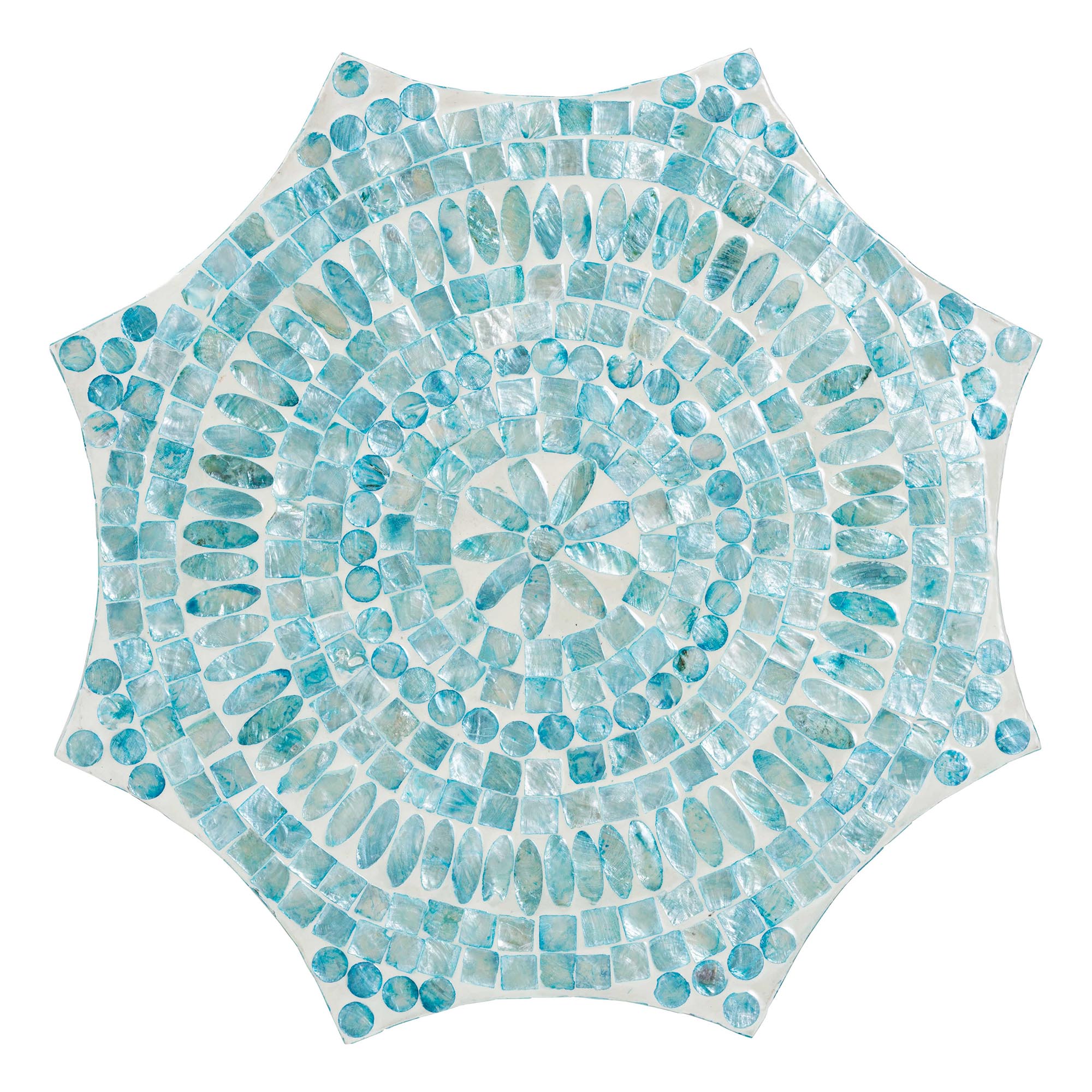 Baxton Studio Olesia Mother of Pearl BOHO End Table, Blue
