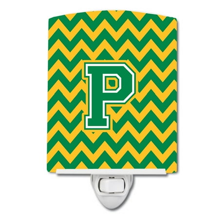 

Letter P Chevron Green and Gold Ceramic Night Light