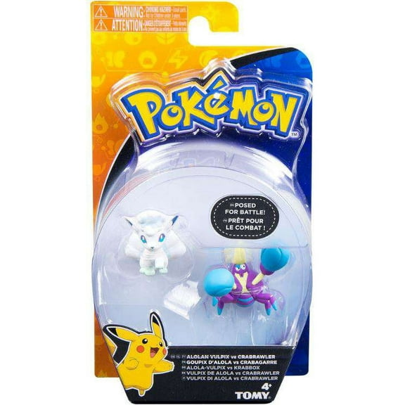 Pokemon Battle Action Alolan Vulpix VS Crabrawler Action Figure