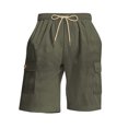 thumbnail image 5 of BXINGOHAI Mens Cargo Corduroy Shorts Running Breathable Summer Beach Shorts Elastic Waistband Drawstring Casual Shorts Clearance Sale Army Green,L, 5 of 7