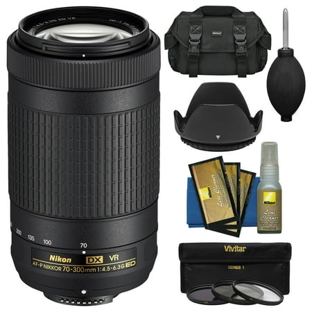 Nikon 70-300mm f/4.5-6.3G VR DX AF-P ED Zoom-Nikkor Lens with 3 UV/CPL/ND8 Filters + Hood + Case + Kit for D3300, D3400, D5500, D7100, D7200 (Best 18 300 Lens For Nikon)