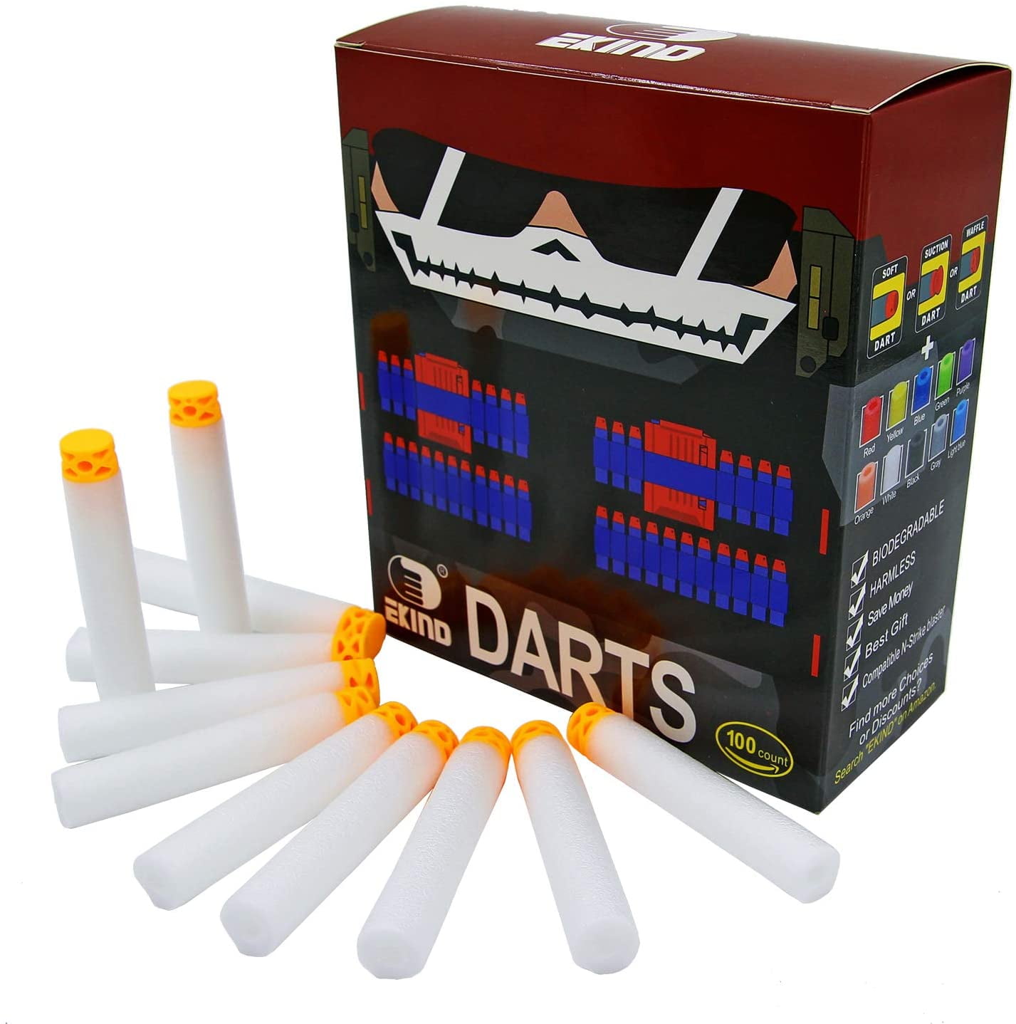 White EKIND 100 Pcs 7.2cm Glow in the Dark Foam Darts for Nerf N-strike Elite Series Blasters Toy Gun