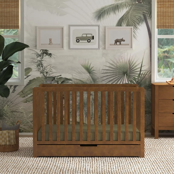 Carter's By DaVinci Colby 4-in-1 Convertible Crib w/ Trundle Drawer in Walnut