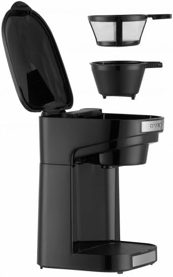 OVENTE Double Drip Coffee Maker with 2 Ceramic Mugs and Auto Shut Off, Small Dual Drip Coffee Maker Machine Works with Ground Coffee Only, Compact Kitchen or Office Essential, Black CMDD2MB