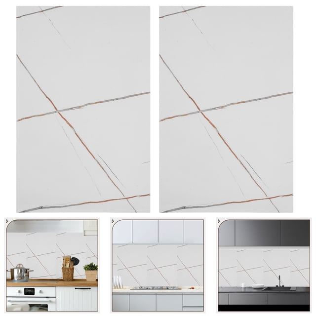 HONMEET 4pcs Tile Stickers For Bathroom Gold White Humidity Resistant Wall Protection For Kitchen Walls
