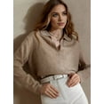 thumbnail image 4 of Women'S V Neck Long Sleeve Sweaters Dressy Casual Business Basic Knit Pullover Top Camel Color One size, 4 of 9