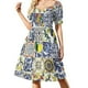 thumbnail image 2 of Vestido de mayólica abstracta de manga corta, vestidos de cumpleaños para mujer, vestido de fiesta para mujer, elegante vestido de verano de lujo para mujer., 2 of 7