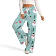 thumbnail image 2 of Women's Fashion Casual Loose Printed Wide-Leg Sports Pants with Christmas Print, Comfortable Home and Outdoor Wear, Elastic Waist with Drawstring for Easy Fit, Turquoise, S, 2 of 7