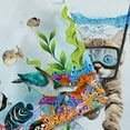 thumbnail image 5 of Funny Cat Shower Curtain Set Teal Blue Sea Ocean Shower Curtains with Animal Octopus Starfish Turtle Anchor Fish Nautical Bathroom Curtain Ocean Cute Shower Curtains for Bathroom Decor (47X64), 5 of 5