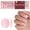 White French - Short Square, variant on Beetles French Tip Press On Nails, Short Almond Pink, 224pcs for DIY Manicure and Nail Art