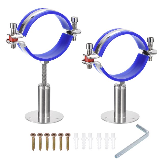 Unique Bargains 2Pack Pipe Supports Adjustable Pipe Bracket Clamp Pipe Strap Fit for 70-76mm Pipe