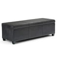 thumbnail image 1 of SIMPLIHOME Avalon 48 inch Wide Rectangle Lift Top Storage Ottoman Bench in Upholstered Distressed Black Faux Leather with Large Storage Space for the Living Room, Entryway, Bedroom, Contemporary, 1 of 2