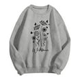 thumbnail image 3 of Arlun Flower Graphic Sweatshirt for Women 80s Vintage Minimalistic Floral Printed Long Sleeves Hoodless Sweatshirts Soft Loose Comfortable Stylish Pullovers Tops Grey XXL, 3 of 3