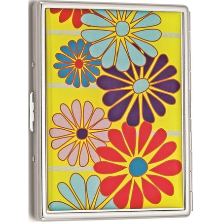 Enamel Flower Daisy - Enameled Cardcase with Daisy Flower Design (4x3mm)