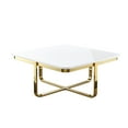 thumbnail image 4 of Chidia White Gold Coffee Table - High Gloss Lacquer Finish Top, Polished Stainless Steel Base, X-Leg, 4 of 10