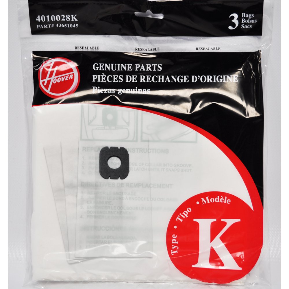 Hoover Type K Canister Vacuum Bags 3 Pack 4010028K