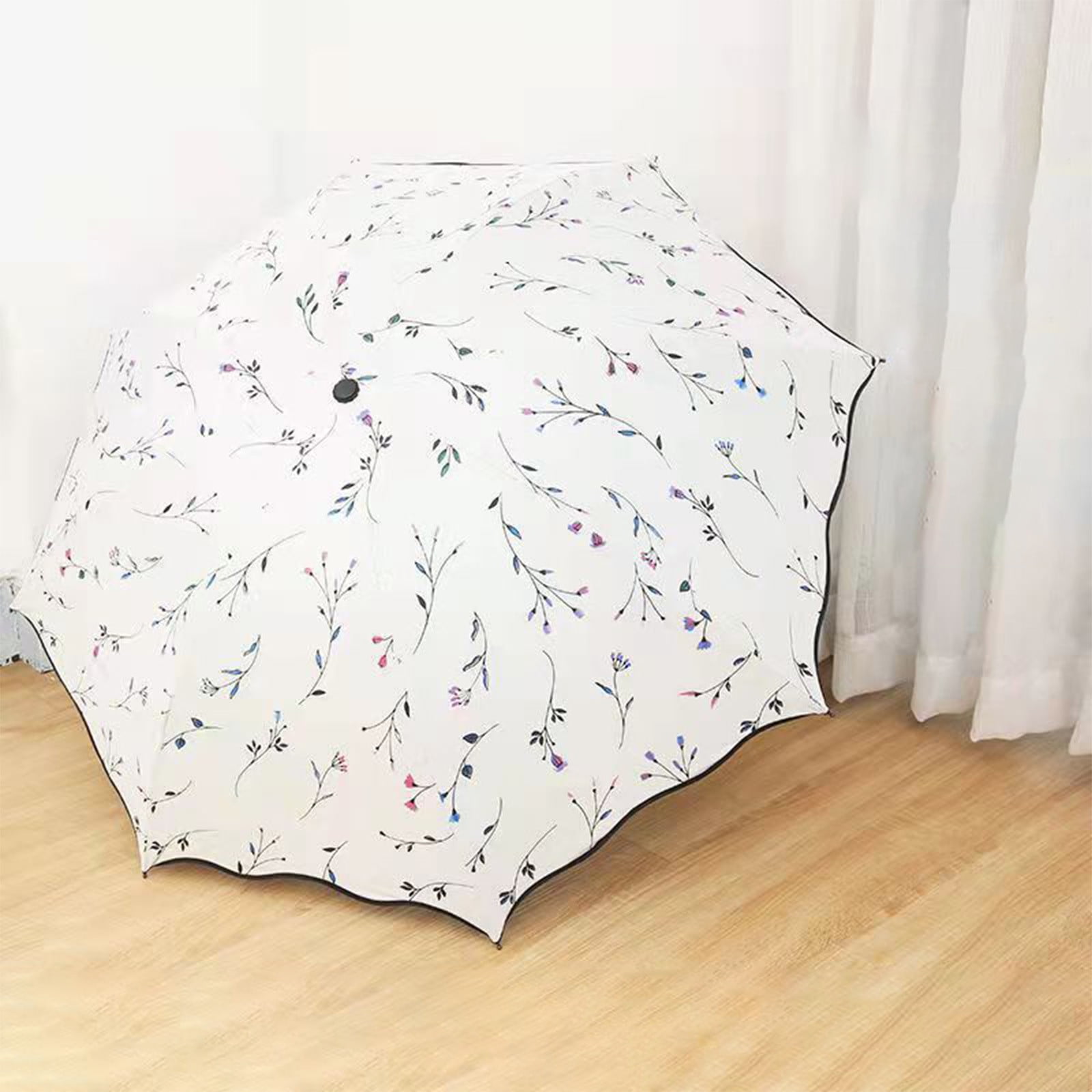 Yhmxh Foldable Umbrellas, 2 in 1 Sun Blocking and Rain Umbrellas, Windproof Umbrella Compact Folding Travel Umbrella, Light Portable Car Umbrella for Rain (Beige)