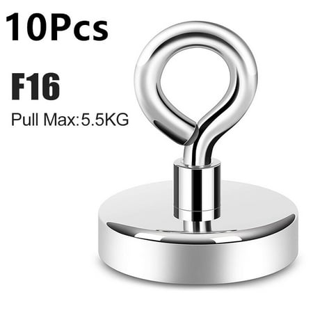 

10Pcs Rare Earth Countersunk Strong Magnetic Hook Eyebolt with Hole Super Strong Magnets Neodymium Pot Fishing Magnet Searcher