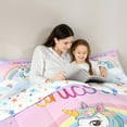 thumbnail image 5 of Feelyou Cute Unicorn Animal Queen Comforter Set for Kids, Cartoon Butterfly Bedding Sets, Dreamy Rainbow Reversible Bedding Comforter Set, Lightweight Room Decor, 3-Piece, 5 of 8