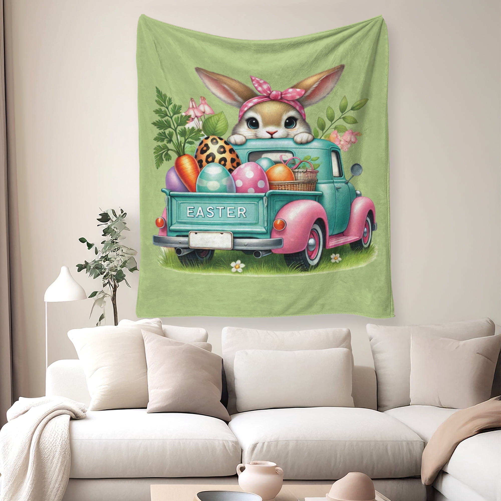 Easter Throw Blanket, Warm Fleece Flannel Bed Blanket, Lightweight Easter Blanket for Sofa Bed Couch 40"x50"